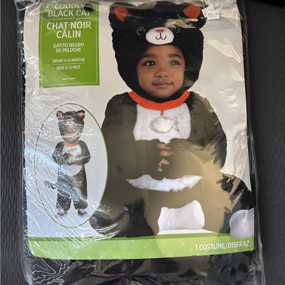 Cuddly Black Cat Infant Costume – Size 6-12 Months (3 Piece Set)